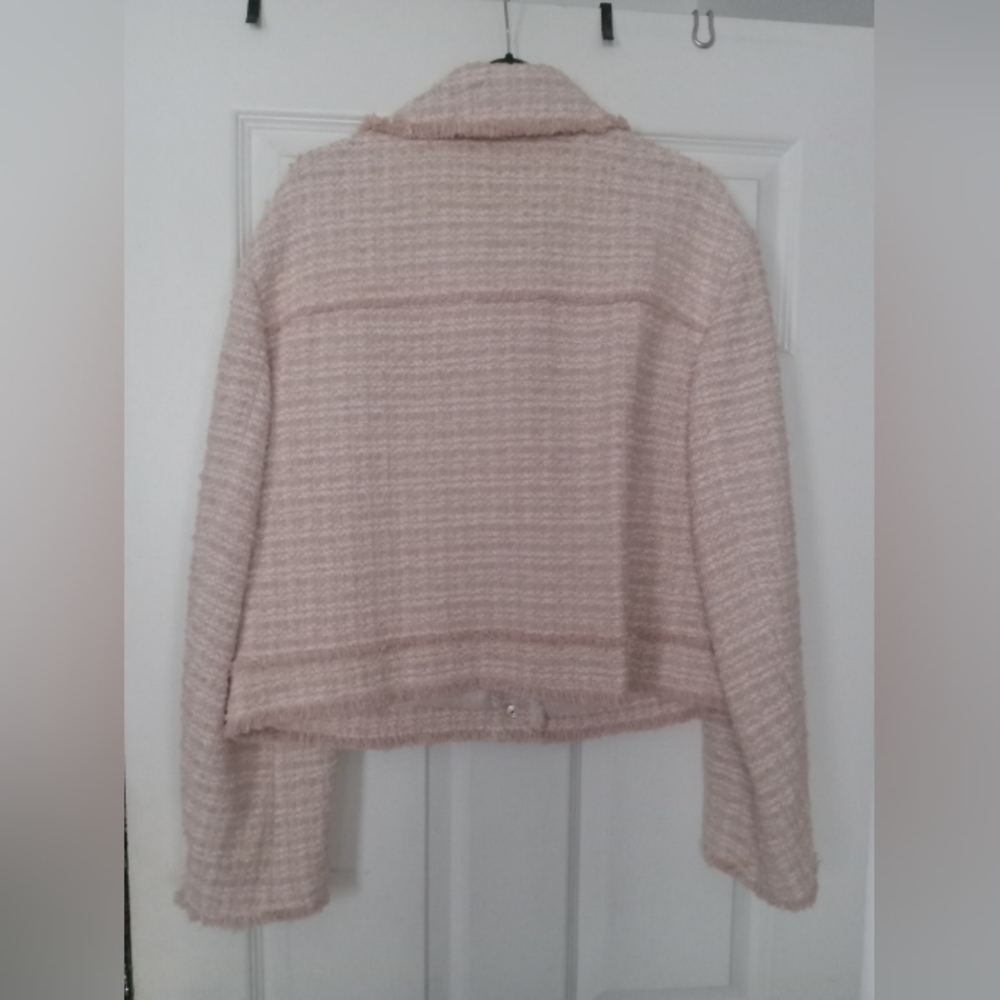 HUGO BOSS WOMENS PINK WHITE TWEED STYLE BLAZER JACKET SIZE US 12 NEW WITH TAGS - Picture 4 of 6